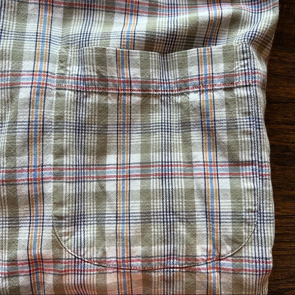 Multicolor Plaid Lands’ End Button-down Short Sleeve Shirt XL